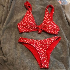 Red Floral Bikini